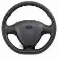 Руль Приора 2 на ВАЗ 2114 со вставками черный лак, муляж подушки безопасности адаптированный