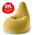 Кресло мешок Bean Joy, пуфик мешок, бескаркасное кресло, размер XХL, велюр, горчичный