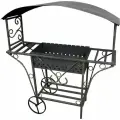 Мангал кованый передвижной с крышей МП - 030 , 120 см х 45 см х 155 см .