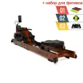Гребной тренажер UNIX Fit Wood Rower Dark, древесина бука, складной, до 120 кг, 8 программ + в подарок набор для фитнеса