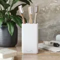 Стакан для ванной Emily Slim 6х6х11, стакан для зубных щёток, бетон, белый матовый