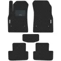 Автомобильные коврики EVA для Chevrolet Cruze I (2008-2016) с каучуковым подпятником и 2 эмблемами Chevrolet, чёрные с чёрным кантом, ячейка - ромб