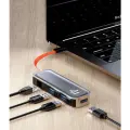 Многофункциональный хаб Rock TR05 4 in 1 Type-C to RJ45 Multi-function Docking Station серый