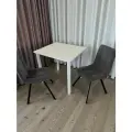Дизайнерский стол обеденный/ цвет Белый, 80*70 см. Ножки белые.
