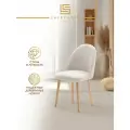 Стул для кухни Lite L02, велюр с эффектом букле светло-бежевый, опора натуральная