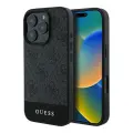 Guess чехол для iPhone 16 Pro Max, PU кожа 4G Bottom stripe metal logo Grey