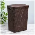 Корзина бельевая с крышкой «Ротанг», 40 л, 37×29×48 см, цвет коричневый