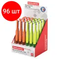 Комплект 96 шт, Ручка шариковая автоматическая BRAUBERG MULTICOLOR, 4 цвета, корпус ассорти, 0.7 мм, линия 0.35 мм, 143458