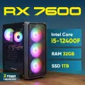 Системный блок игровой AURORA GAMING ПК Игровой компьютер (Intel Core i5-12400F (2.5 ГГц), RAM 32 ГБ, SSD 1000 ГБ, AMD Radeon RX 7600 (8 Гб), Windows 11 Pro), черный