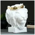 Хорошие сувениры Копилка для денег «Лев в короне», белый с золотом, 26 см