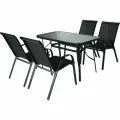Набор мебели Сан-Ремо арт. SC-092KD, SC-090 черный, (4 кресла кор.2+стол 120х70см, каркас черный, сиденья черные) Garden story