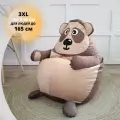 Кресло мешок Медведь 3xl, Велюр натуральный, Бескаркасное кресло-груша животное игрушка, KresloGrusha.RML
