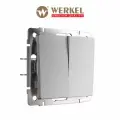 Выключатель встраиваемый двухклавишный перекрестный WERKEL W1123008 серебро