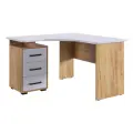 Стол компьютерный угловой Лайт-2  с ящиками, дуб крафт золотой/белый, 120*120*75 см, Mebelson