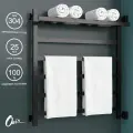Водяной полотенцесушитель Onix, модель Moon Plus Right Black 700x800, лесенка с полкой с боковым подключением справа, черный, полный комплект