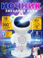Ночник-проектор звездного неба Космонавт, подвижная голова, 18 режимов свечения с динамиком