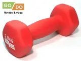 Гантель GO DO в виниловой матовой неопреновой оболочке. Вес 2 кг. (Красный)