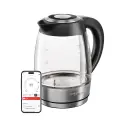 Умный чайник электрический стеклянный Redmond KG230S 2200 Вт, 1.7 л, 5 режимов, контроллер Strix, поддержание температуры и функция Smart Boil, приложение, черный/хром