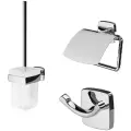 Набор аксессуаров для ванной комнаты с ершиком AM.PM Gem A9031000 хром, набор для ванны аксессуары 3 в 1: ершик д/у, держатель т/б с крышкой, двойной крючок