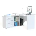 Стол компьютерный с тумбой КСТ-109Л левый, цвет белый, ШхГхВ 140х127х75 см, выдвижные ящики слева