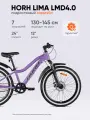 Велосипед горный HORH LIMA LMD4.0 24 (2025) Purple-Black, для девочек на рост 130-150 см, алюминиевая рама 12