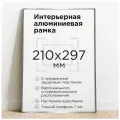 Фоторамка А4, цвет серебро, рамка для постера, картины, плаката, алюминиевый профиль Нильсен, творчество в интерьере