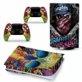 Наклейка виниловая защитная на игровую консоль Sony PlayStation 5 Fat Disc Edition, Граффити череп, полный комплект с геймпадами