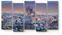 Модульная картина Величественная Барселона в сумерках90x52