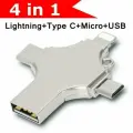 Флеш-накопитель 256 Gb, Flash Device 4-in-1 OTG 3.0, для iPhone, Android, Windows, Mac, Серебритсый