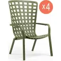 Комплект из 4-х садовых лаунж-кресел NARDI Folio, 2 положения спинки, цвет агава