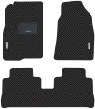 Автомобильные коврики EVA для Chevrolet Captiva дорестайл (2006-2011), с каучуковым подпятником и 2 эмблемами, чёрные с чёрным кантом, ячейка - ромб