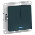 Выключатель двухклавишный с подсветкой (индикацией) Schneider Electric (Systeme Electric) Atlas Design механизм изумруд ATN000853 2шт
