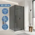 Душевой уголок 90х90 см. Ulitka Pandora стекло тонированное, профиль черный