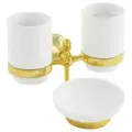 Стакан двойной настенный с мыльницей Veragio Gialetta, керамика/золото VR. GIL-6443. DO