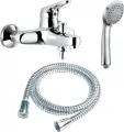 Смеситель для ванны с душем Kaiser County 55022 с душевым гарнитуром, настенный, однорычажный, хром, глянцевый, латунный, с керамическим картриджем