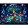 Флуоресцентный гобелен Mushroom Space - Картина на ткани, постер фон, настенное полотно панно, интерьерный арт декор, светится в UV LED неон