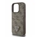 Guess для iPhone 16 Pro Max чехол PU 4G Double cardslot Triangle metal logo Hard Brown