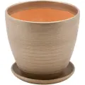 Горшок Вещицы с поддоном BH-06, 1.4 л, 14.5x13 см, бронзовый (матовый)
