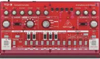 BEHRINGER TD-3-SB Аналоговый басовый синтезатор с 16-ступенчатым секвенсором и фильтрами VCO, VCF и VCA, прозрачный красный