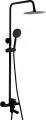 Душевая стойка Fashun A52401-7A с тропическим душем, со смесителем, с изливом, черный, с лейкой, матовая