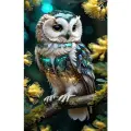 Алмазная мозаика на подрамнике 40x50 см. BoomBoomShop. Сова с изумрудными пёрышками
