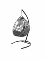 Подвесное кресло капля люкс двухцветное с ротангом, чёрное/белое, серая подушка