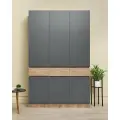Шкаф Роджина 3-х ств Дуб крафт, Графит/Шкаф для одежды трехстворчатый с ящиками, 150х240х52 см