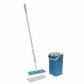 Швабра c разборной ручкой в комплекте с ведром для отжима и сменной тряпкой WMC TOOLS (L-1300мм, 330х120мм, цвет синий) объем -13л.