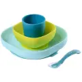 Набор посуды: 2 тарелки, стакан, ложка BEABA SILICONE MEAL SET (4PCS)
