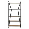 Металлический стеллаж лофт интерьерный для книг OSLO MINI, черный с полками из ЛДСП цвета Робиния