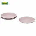 IKEA Набор тарелок, с блеском Светло-розовый, 20 см.