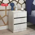 Прикроватная тумба LETTA Индиго, с 3 ящиками, белая, 41х38х53 см