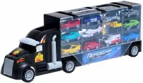 Грузовик - автовоз Перевозчик, в комплекте 10 пластиковых машинок и 2 вертолёта, детский игрушечный транспорт
