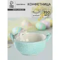 Конфетница Доляна Зайка, размер 19,5х16,5х12,5 см, цвет голубой